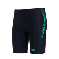 SPEEDO 泳裤男大标logo系列专业训练抗氯速干经典及膝游泳裤 中灰蓝 36