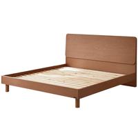 全友家居北欧风实木床主卧室双人大床1.8米x2米床家用高脚床家具 【雀茶色】1.5米单床