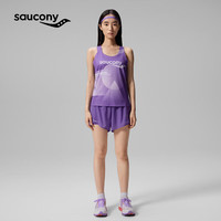 Saucony索康尼专业竞速系列女子夏季运动舒适透气速干背心桔梗紫印花3XL
