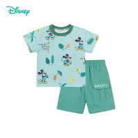 迪士尼宝宝童装夏季T恤短裤米奇唐老鸭卡通短袖套装时尚休闲套装2件套 ZD2DT048热带米奇 130