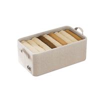 邦尼美家3只装衣服收纳箱衣柜大容量储物箱卧室可折叠裤子收纳盒 米色 米色-3只装【天山棉麻 可水洗】