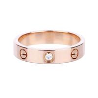 Cartier 卡地亚 love系列 B4050700 中性简约18K玫瑰金钻石戒指 0.02克拉 47mm