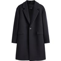 太平鸟男装时尚羊毛大衣冬毛呢外套潮B1AAD4520 黑色1（宽松） M