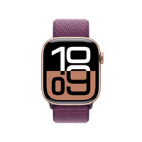 苹果 Apple Watch Series 10 GPS款 智能手表 42mm 玫瑰金色铝金属表壳 梅子色回环式运动表带
