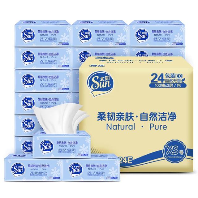 太阳 抽纸3层加厚80抽*24包/箱