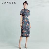 Londee/龙笛改良新中式高端气质连衣裙花卉优雅显瘦旗袍裙3T21294