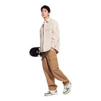 ANTA安踏王一博同款长袖衬衫外套男士秋季灯芯绒简约翻领夹克上衣 奶白色-1 4XL(男195)