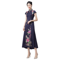 Londee/龙笛款春夏精美牡丹刺绣中式敬酒礼服连衣裙旗袍9S26682