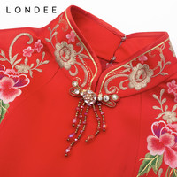 Londee/龙笛款春夏精美牡丹刺绣中式敬酒礼服连衣裙旗袍9S26682 13/XL