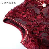 Londee/龙笛时尚国风红色改良优雅日常气质蕾丝新中式旗袍3T21198