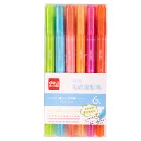 【开学】得力(deli)滚轮花型印章轮廓笔 创意荧光笔 考试划重点手抄报手账 SK134 【花型轮廓笔】 双头6支