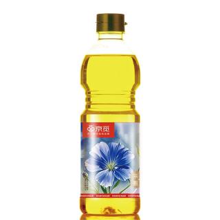京觅 冷榨亚麻籽油500ml 低温压榨热炒胡麻油 一级食用油高亚麻酸