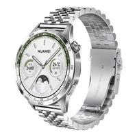中沃 适用华为手表表带watch4pro/3pro不锈钢带gt5/gt4/gt3/gt2金属五铢表链商务 五铢钢带【银间银色】日志系列 46MM/48MM表盘通用 22MM口径