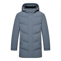美津浓（MIZUNO）ESSENTIAL系列 男女中长款90白鸭绒羽绒服 24/雾灰蓝 L