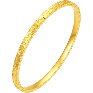 周六福 D1014856 碎冰冰银手镯 黄金色 54mm