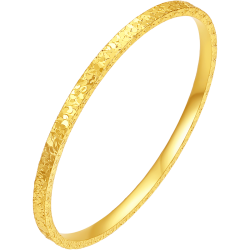 周六福 D1014856 碎冰冰银手镯 黄金色 54mm