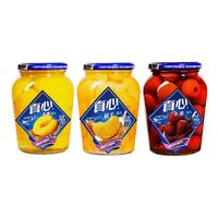 真心多口味黄桃橘子草莓水果黄桃罐头880g*3玻璃瓶 老式黄桃罐头零食 黄桃+橘子+山楂 880g/罐