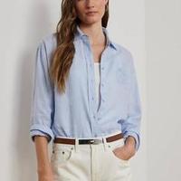 女士 超大花卉徽标亚麻衬衫