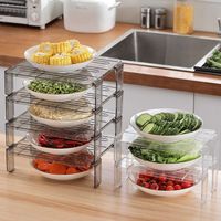 致巧冰箱置物架内部厨房用品家用大全分层隔多层调料瓶收纳架台面碗架 中号透明 2个装
