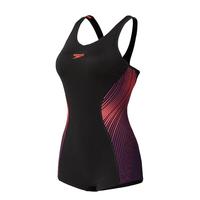 SPEEDO 速比涛 女子平角连体泳衣 810397B022 黑色/紫色 S