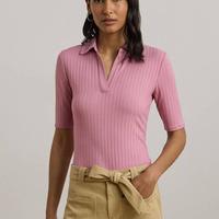 Ralph Lauren Women S Rib Knit Elbow Sleeve Polo T Shirt