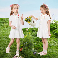 Classic Teddy精典泰迪女童连衣裙儿童裙子中小童装短袖polo长裙 白色 140