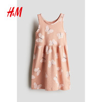 H&M童装女童裙子2025夏季洋气可爱无袖圆领印花微喇裙1157735 橙色 150 150/76