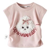 可英 GOWINBABY女童短袖T恤韩式俏皮2025夏季时尚女孩卡通上衣甜美女宝洋气套装