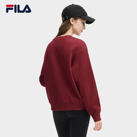 FILA 斐乐女子卫衣2025春休闲简约刺绣宽松针织长袖上衣 云菇白-WT 175/92A/XL