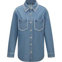迪赛尼斯2024年春季通勤复古风精致百搭宽松长袖牛仔衬衫女 牛仔蓝 S