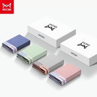 猫人青少年纯棉男士四角内裤发育期初高中男孩胖童平角短裤衩 8031 草绿+米咖+深灰 均码