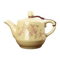 真迹汝窑开片茶壶带过滤内胆茶水分离壶家用大容量泡茶壶功夫茶具茶壶 梅枝仿古壶400ml-米黄