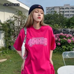 404MOBGANG 男女短袖T恤 立体字母logo印花