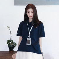 比音勒芬【抗菌凉感】2025夏季女士时尚休闲多色亲肤柔软弹力短袖polo衫T 25藏青色 L (100)