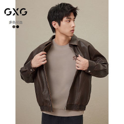 GXG 美式皮衣 男士夹克 棕色