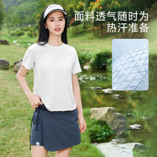 MJ STYLEUPF100+防晒短袖t恤女2025夏季潮流正肩显瘦运动吸湿透气半袖 浅灰/纯色 XL