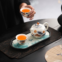 吸水创意茶盘陶瓷国潮功夫家用茶具泡茶速干小型蓄水干泡托盘中式