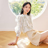秋水伊人 设计感飘带领衬衫夏季女装复古显白小个子上衣 花料 L