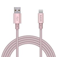 ELECOM 宜丽客 闪电接口数据线 iPhone充电兼容/铝制插头1m粉