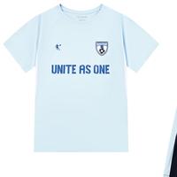 乔丹QIAODAN男童足球套装2025夏季童装儿童绿茵运动装透气亲肤T恤 春日蓝/犀云蓝 160 CM