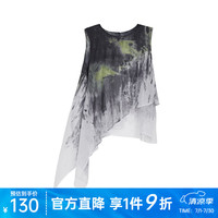 S.DEERsdeer圣迪奥女装夏季时尚圆领撞色晕染不规则无袖背心S22280603 德国灰/87 L 170