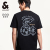 杰克琼斯 杰克·琼斯（JACK&JONES）25年衣服男装纯棉短袖t恤男士春夏季logo大印花圆领重磅白色半袖 E40黑色 2XL