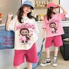 垦牧 CAMKIDS 女童夏季短袖套装2025新款儿童夏款运动休闲洋气两件套女孩卡通潮