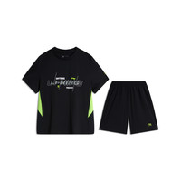 88VIP：李宁 LI-NING 凉感速干运动套装2025新款夏季男童装中大童短袖T恤裤子夏装