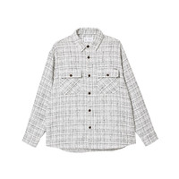 杰克·琼斯（JACK&JONES）春秋新款宽松翻领格纹花呢潮流百搭小香风外套长袖衬衫夹克男款
