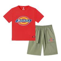 Dickies童装短袖T恤两件套2025夏季透气吸汗宽松印花休闲套装