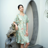 爱慕皇锦女士家居服真丝五分袖斜丝睡裙-海错图HJ21533
