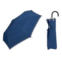 WPC日本防晒伞刺绣星星轻量小巧迷你便携太阳伞女雨伞涂层遮阳伞 刺绣星星蓝