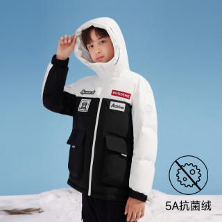【清仓福利款】波司登羽绒服男童运动三防撞色女中大童冬季外套厚 糙白8003