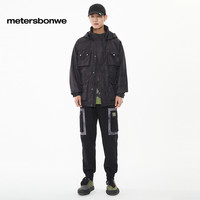 美特斯邦威外套男春秋酷炫迷彩潮流撞色拼接工装多袋夹克男士上衣 绿色组 185/XXL